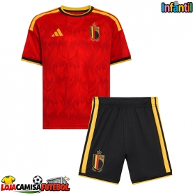 Camisa de Futebol Bélgica Kevin De Bruyne #7 Equipamento Principal Infantil Mundo 2026 Manga Curta (+ Calças curtas)